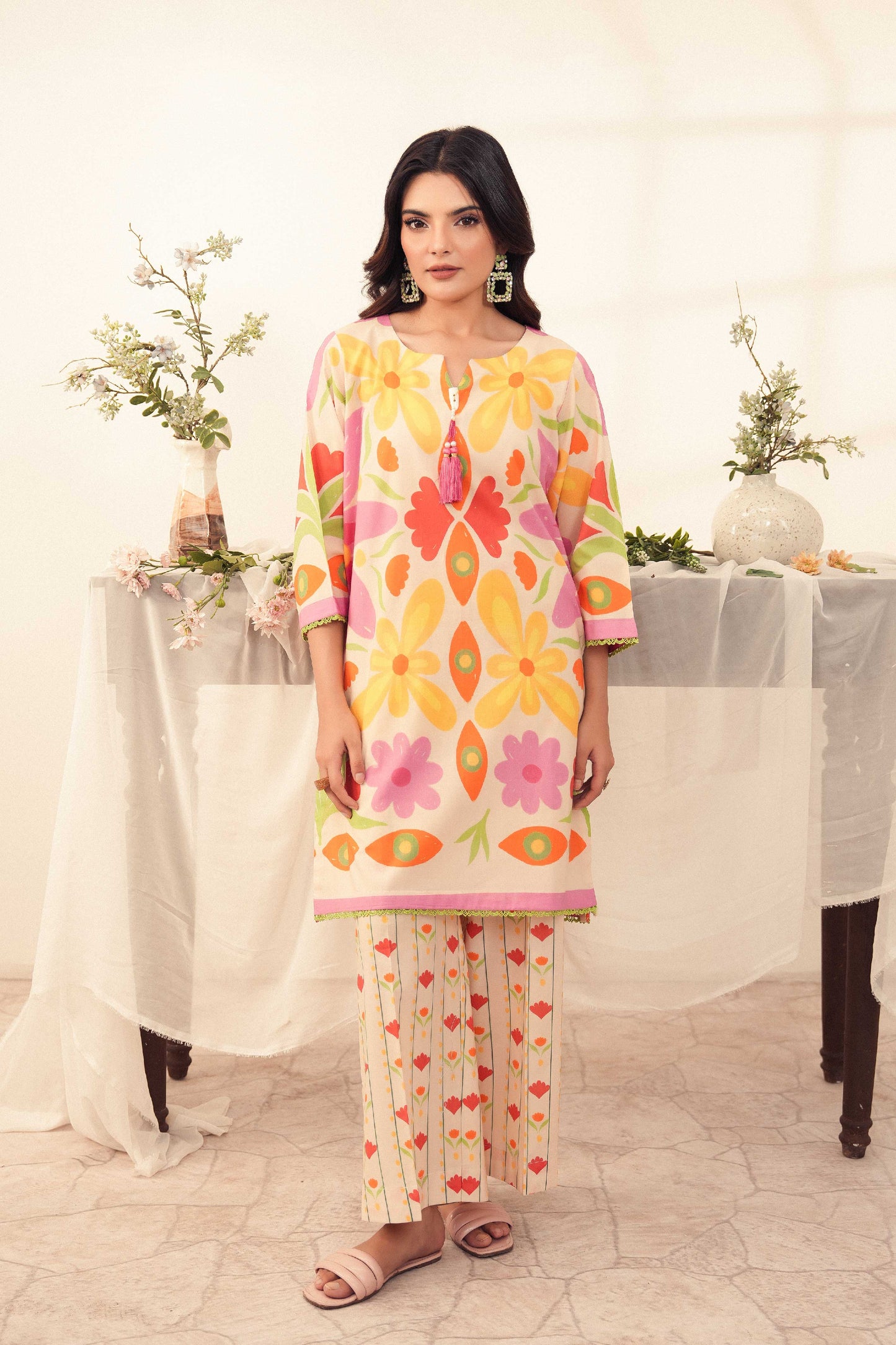 Floral Print 2 Pc Shirt and Trouser