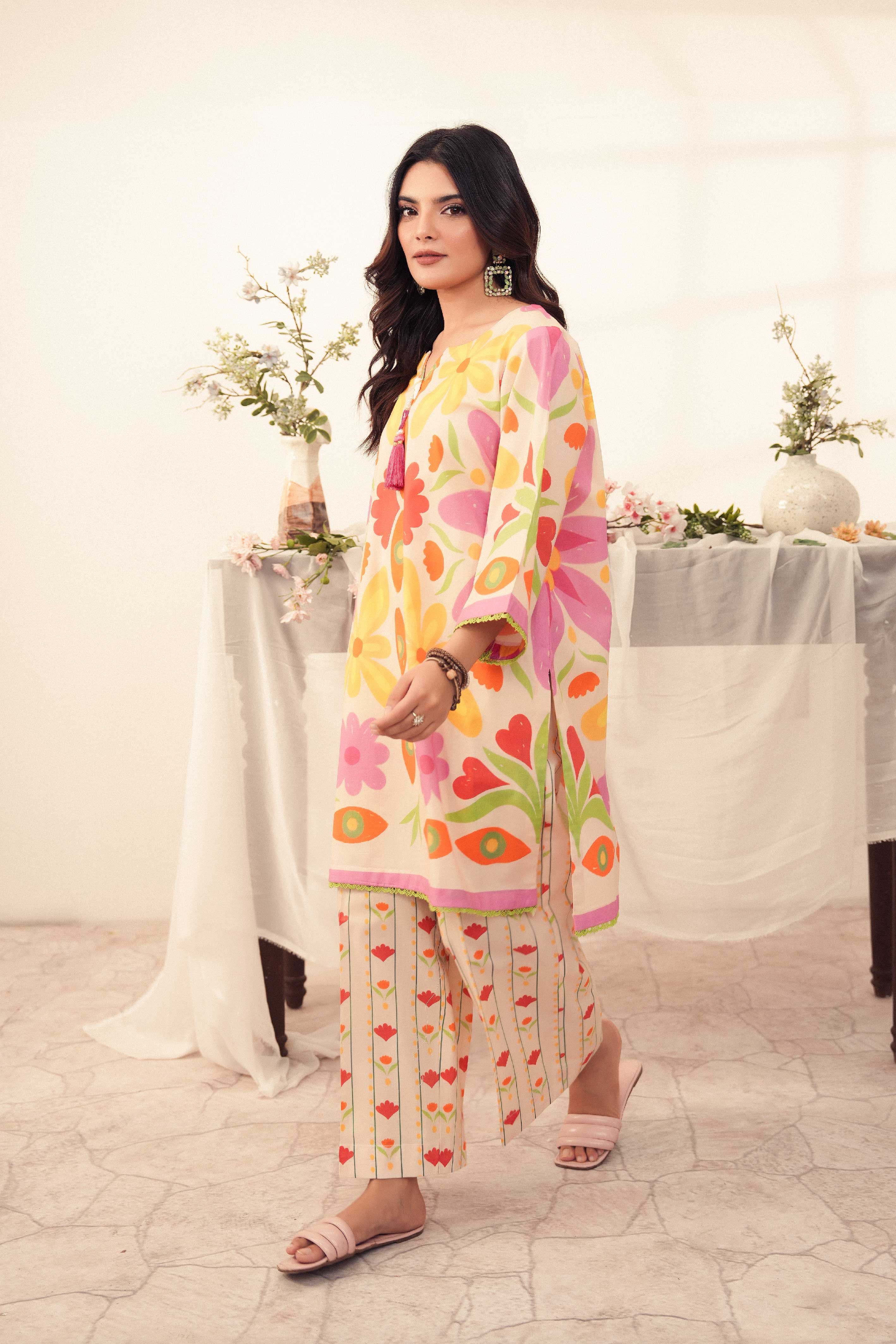 Floral Print 2 Pc Shirt and Trouser