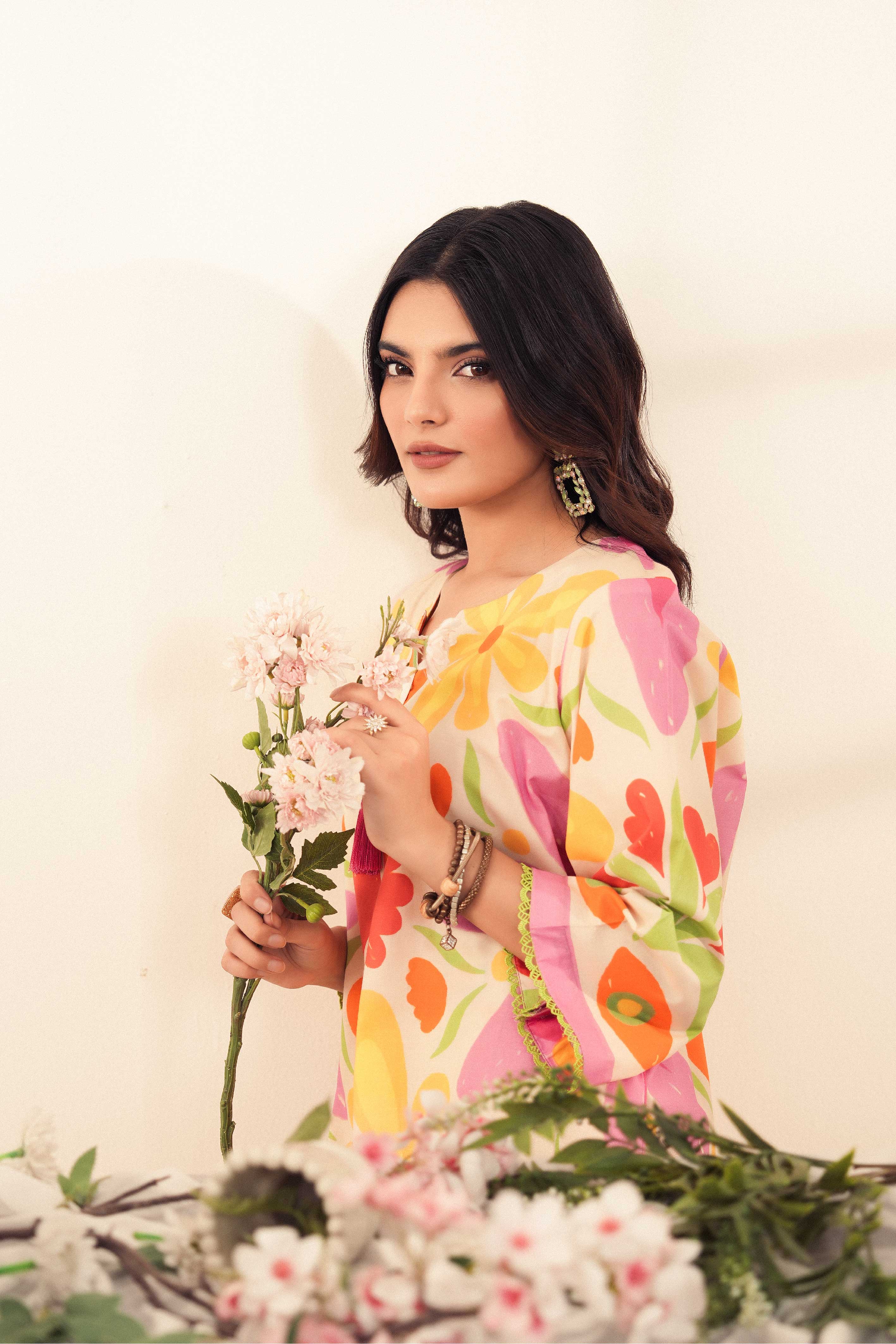 Floral Print 2 Pc Shirt and Trouser